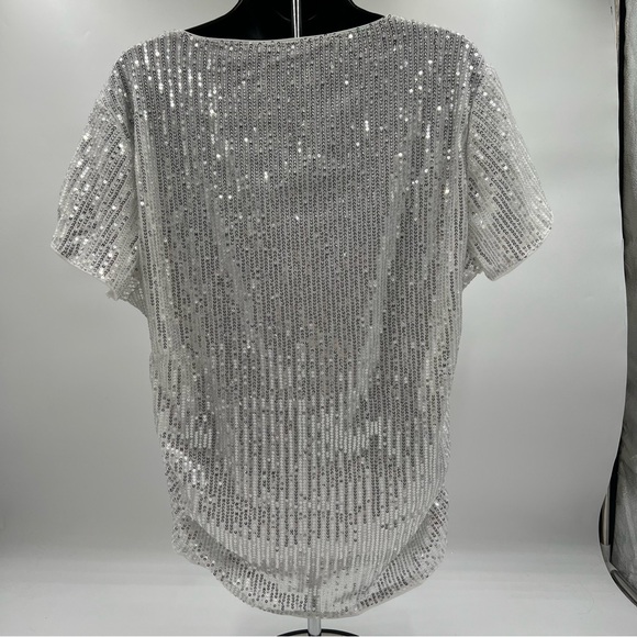 Grace Karin sequined‎ flutter sleeve shirt size XL. Side rushing. NWT retail $34 - Picture 9 of 9